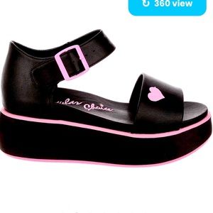 Irregular Choice black and pink foam platform Sandals size 9.5 uk 41
